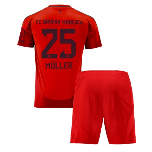 Fotballdrakt Barn Bayern Munich Thomas Muller #25 Hjemmedraktsett 2024-25 Kortermet (+ Korte bukser)